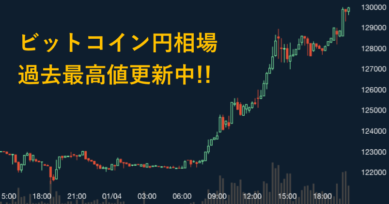 ビットコイン価格ついに過去最高値の１３万円へ