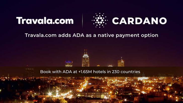 旅行ホテル予約サイトTravala.com「Cardano/ADA」決済に対応