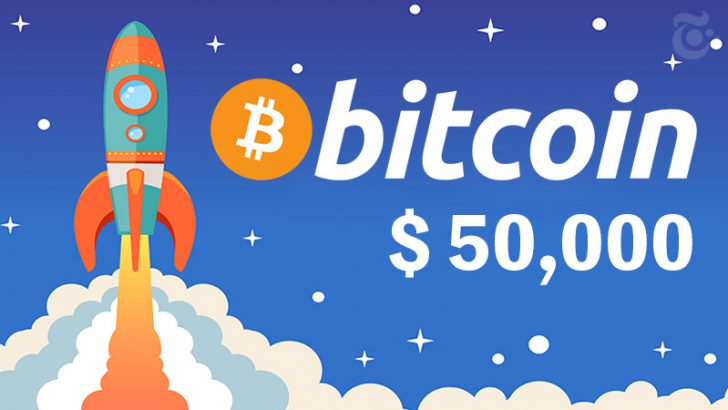 【速報】ビットコイン価格「50,000ドル」突破｜BTC時価総額は約100兆円に