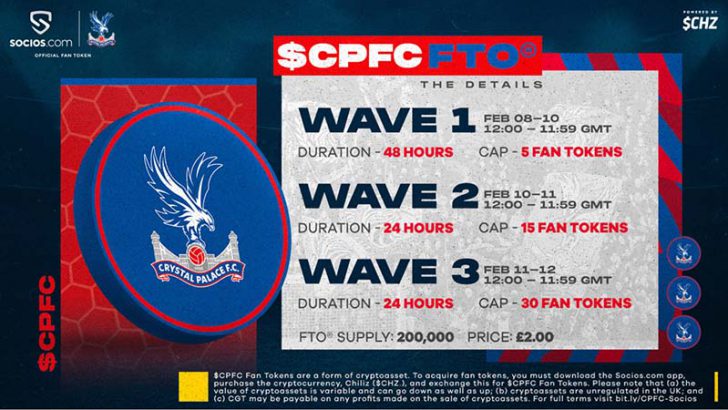 Socios.com：クリスタル・パレスFCの「$CPFCファントークン」2月8日に販売開始