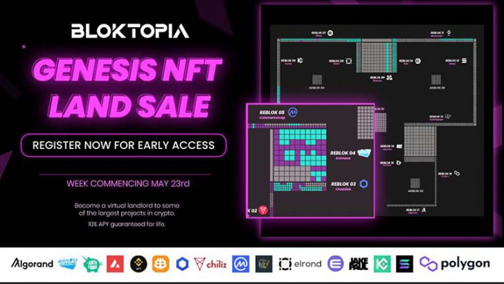 BLOKTOPIA：テナント販売「Genesis NFT Land Sale」2022年5月23日に開始