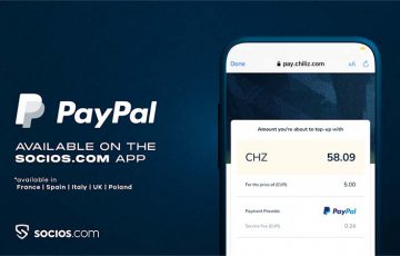 Sociosアプリ「PayPal用いた仮想通貨CHZの購入」が可能に｜EEA5カ国で対応