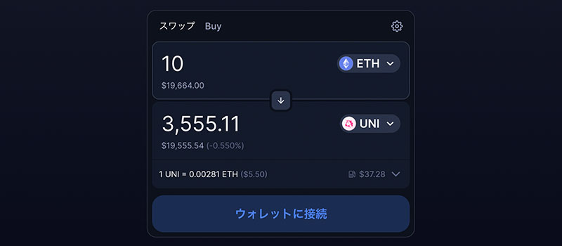Uniswapのスワップページの画像